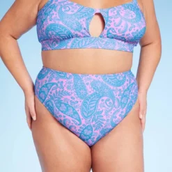 Women's Paisley Print High Waist Medium Coverage High Leg Bikini Bottom - Wild Fable™ Blue/Pink -Wild Fable Elegant Shop GUEST 13ba0ff8 5386 4cb0 a7e0 9196b05cbc4b