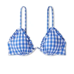 Women's Ruffle Trim Textured Underwire Bikini Top - Wild Fable™ Cobalt Blue Gingham Print -Wild Fable Elegant Shop GUEST 16a32617 90a3 4af8 907e 24bf39a9c34c