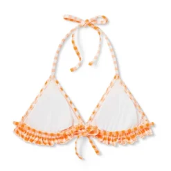 Women's Ruffle Detail Triangle Bikini Top - Wild Fable™ Orange Gingham -Wild Fable Elegant Shop GUEST 1ced4e5c 16d2 4d53 ad54 ae34d714cd36