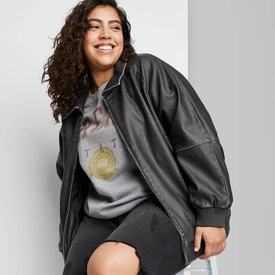 Women's Distressed Faux Leather Bomber Jacket - Wild Fable™ Black Women's Distressed Faux Leather Bomber Jacket - Wild Fable™ Black -Wild Fable Elegant Shop GUEST 1f01040f 7a42 462a 9130 ad9d3b2ab94d