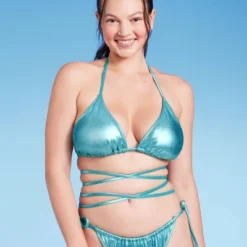 Women's Foil Triangle Bikini Top - Wild Fable™ Teal Green -Wild Fable Elegant Shop GUEST 1f1d8e88 225b 4d95 9df7 51dbd4275fdf