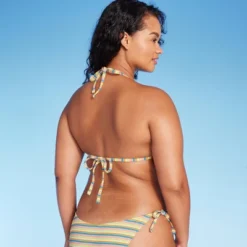 Women's Ribbed Triangle Bikini Top - Wild Fable™ Blue/Green/Pink Striped -Wild Fable Elegant Shop GUEST 229c9931 cc6b 4356 abff b71548b086e6