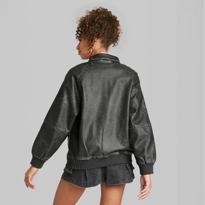 Women's Distressed Faux Leather Bomber Jacket - Wild Fable™ Black Women's Distressed Faux Leather Bomber Jacket - Wild Fable™ Black -Wild Fable Elegant Shop GUEST 270043de 81a3 4f03 a771 12f3f37e4a05