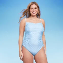 Women's Side-Cinch Detail Extra High Leg Cheeky One Piece Swimsuit - Wild Fable™ Blue -Wild Fable Elegant Shop GUEST 278c7446 ff29 41f4 af1f e908add48b56