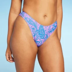 Women's Paisley Print Low-Rise Cheeky High Leg Bikini Bottom - Wild Fable™ Blue/Pink -Wild Fable Elegant Shop GUEST 27df1c40 18c6 4e68 8a2d c5dc300353bc