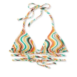 Women's Tie-Front Triangle Bikini Top - Wild Fable™ Multi Striped -Wild Fable Elegant Shop GUEST 29213c56 a516 4058 9663 681e292bbaf9