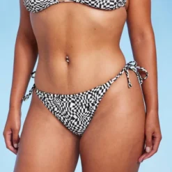 Women's Side-Tie Adjustable Coverage Ultra High Leg Bikini Bottom - Wild Fable™ Black/White Check Print -Wild Fable Elegant Shop GUEST 2b6d2e3c 2b0c 4760 a66c bddcee8465d0