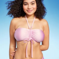 Women's Cinch-Front Halter Bandeau Bikini Top - Wild Fable™ Shiny Pink -Wild Fable Elegant Shop GUEST 31e0f4f1 7678 4468 8f36 67ebff5e30b7