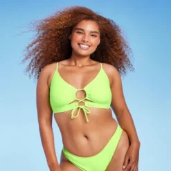 Women's Lace-Up Longline Bikini Top - Wild Fable™ Neon Green -Wild Fable Elegant Shop GUEST 32581074 392e 407d af6c eaf20308a447