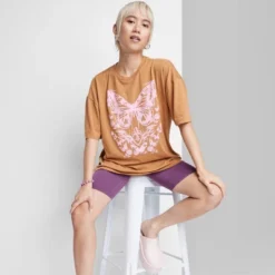 Women's Oversized Butterfly Graphic T-Shirt - Wild Fable™ Brown -Wild Fable Elegant Shop GUEST 3cf7eb9f 5c0d 4c1a 92e5 ec4d5de201bd