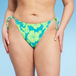 Women's Adjustable Coverage Bikini Bottom - Wild Fable™ Blue/Green Tropical Print -Wild Fable Elegant Shop GUEST 41f91eb6 748e 45aa bb50 30fcfeffacf9