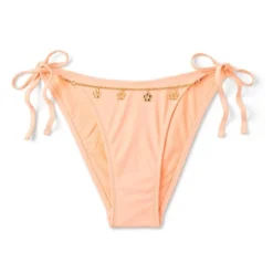 Women's Flower Chain Detail Side-Tie Scoop Cheeky High Leg Bikini Bottom - Wild Fable™ Peach -Wild Fable Elegant Shop GUEST 478604a4 5671 4eb9 b708 53080202b078