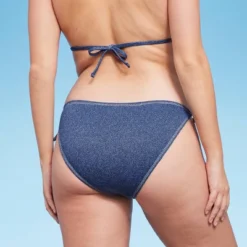 Women's Denim Textured Scoop Front High Leg Cheeky Bikini Bottom - Wild Fable™ Denim Blue -Wild Fable Elegant Shop GUEST 4eaf6f03 7a9c 48b7 9653 30cf5f145c7a