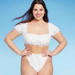Women's Puff Sleeve Eyelette Bralette Bikini Top - Wild Fable™ White -Wild Fable Elegant Shop GUEST 5a82ee81 9edd 4778 961b 1f979c65b705