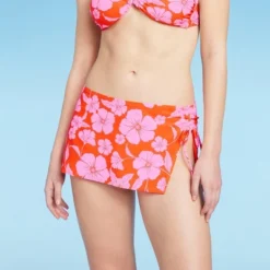 Women's Cinch Side Skirt Cover Up - Wild Fable™ Orange/Pink Tropical Print -Wild Fable Elegant Shop GUEST 61a722e9 5af5 4e19 88ba b77659b3be4e