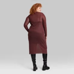 Women's Long Sleeve Lurex Mesh Midi Dress - Wild Fable™ Burgundy -Wild Fable Elegant Shop GUEST 6429be57 2fc2 468a 9d3e 42782bdb1e5c