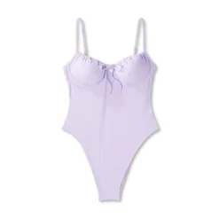 Women's Shirred Detail Underwire High Leg Extra Cheeky One Piece Swimsuit - Wild Fable™ Lilac Purple -Wild Fable Elegant Shop GUEST 643cc657 0676 492b 8d93 762fcf861d8e