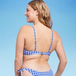 Women's Ruffle Trim Textured Underwire Bikini Top - Wild Fable™ Cobalt Blue Gingham Print -Wild Fable Elegant Shop GUEST 6b014206 7d5a 41d3 aaa7 2d5c283084ba