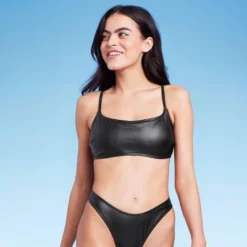 Women's Faux Leather Bralette Bikini Top - Wild Fable™ Black -Wild Fable Elegant Shop GUEST 6de6a10b c9b4 454a 84e9 82bed3b0536e