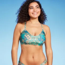 Women's Scoop Front Bralette Bikini Top - Wild Fable™ Blue Patchwork Print -Wild Fable Elegant Shop GUEST 72b23f93 76e2 4dc3 96ab f23f458e6968