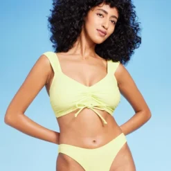Women's Tie-Front Cap Sleeve Bralette Bikini Top - Wild Fable™ Light Yellow -Wild Fable Elegant Shop GUEST 75c1528c a308 4473 aff4 9d1b3a387d60