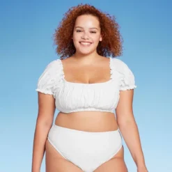 Women's Puff Sleeve Eyelette Bralette Bikini Top - Wild Fable™ White -Wild Fable Elegant Shop GUEST 79425e88 3d3e 4ccd aeb1 63c8f7fa5690
