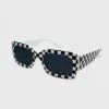 Checkerboard Print Rectangle Sunglasses - Wild Fable™ White