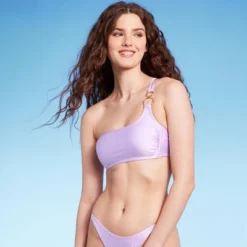 Women's Ring Detail One Shoulder Bralette Bikini Top - Wild Fable™ Shiny Light Purple -Wild Fable Elegant Shop GUEST 7de5d0b6 fb98 4a82 aed7 1753a9260827