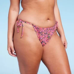 Women's Side-Tie Cheeky Bikini Bottom - Wild Fable™ Pink Floral Print -Wild Fable Elegant Shop GUEST 87a6228f 81cb 4fed bfe6 fb1909ec3476