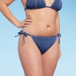 Women's Denim Textured Scoop Front High Leg Cheeky Bikini Bottom - Wild Fable™ Denim Blue -Wild Fable Elegant Shop GUEST 8821e15e 08c7 45d0 a6df 35e01531dcfb