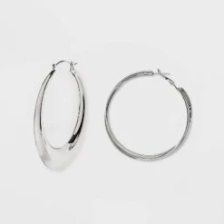 Twisted Chunky Hoop Earring Set 3pc - Wild Fable™ Silver