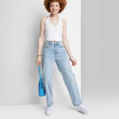 Women's High-Rise 90's Relaxed Slashed Straight Jeans - Wild Fable™ Light Wash -Wild Fable Elegant Shop GUEST 98b5eb66 27b1 4604 a66d 1c3aac4ab20b