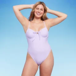 Women's Shirred Detail Underwire High Leg Extra Cheeky One Piece Swimsuit - Wild Fable™ Lilac Purple -Wild Fable Elegant Shop GUEST 9aa65a14 225c 46c2 ae93 d506980a02d4