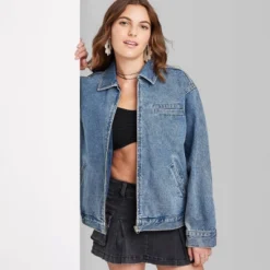 Women's Boxy Zip-Up Denim Jacket - Wild Fable™ Blue Denim -Wild Fable Elegant Shop GUEST a8b348ff 50a1 4816 8b03 50879dd91262