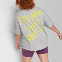 Women's Oversized Not Serious Graphic T-Shirt - Wild Fable™ Gray -Wild Fable Elegant Shop GUEST b3243bba 9424 466d 8651 71ba34646678