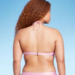 Women's Cinch-Front Halter Bandeau Bikini Top - Wild Fable™ Shiny Pink -Wild Fable Elegant Shop GUEST b361a282 7b28 40ec 8e31 dd33dabaa508