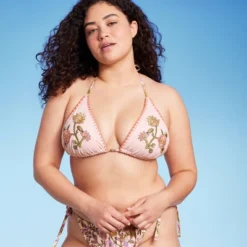 Women's Embroidered Detail Triangle Bikini Top - Wild Fable™ Multi Floral Print -Wild Fable Elegant Shop GUEST bbe5b68f 1e5d 491d 9195 36be47fc09e7