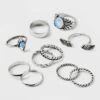 Moonstone And Frozen Chain Wings Ring Set 10pc - Wild Fable™ Silver