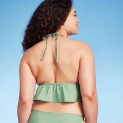 Women's Crochet Tie-Front Longline Bikini Top - Wild Fable™ Soft Green -Wild Fable Elegant Shop GUEST c5739bc9 c0b2 4525 80a1 0dc09ad82033