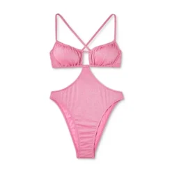 Women's Cut Out One Piece Swimsuit - Wild Fable™ Pink Lurex -Wild Fable Elegant Shop GUEST c67d1a84 af54 43b9 aea3 5f7d1c0bb3b6