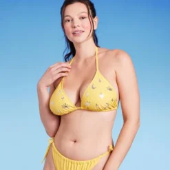Women's Sequin Detail Triangle Bikini Top - Wild Fable™ Yellow -Wild Fable Elegant Shop GUEST cd600136 4ac3 4d14 b822 560adbf5c194