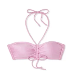 Women's Cinch-Front Halter Bandeau Bikini Top - Wild Fable™ Shiny Pink -Wild Fable Elegant Shop GUEST ce37c3ae 1db6 4f8f 9922 352047f61c5e