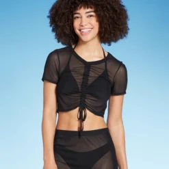 Women's Mesh Drawstring Ruched Cover Up Top - Wild Fable™ -Wild Fable Elegant Shop GUEST d09a2627 5a7f 4d5c 9682 e74d7b666198