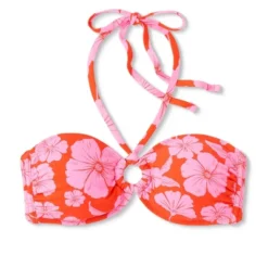 Women's Ring Front Halter Bandeau Bikini Top - Wild Fable™ Orange/Pink Tropical Print -Wild Fable Elegant Shop GUEST d1905273 b2a6 439b 9737 e0b672705247