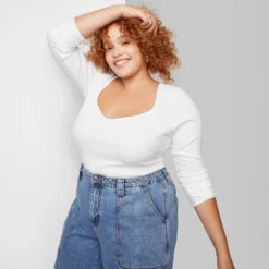 Women's Long Sleeve Sweetheart Neck Seamless Shirt - Wild Fable™ -Wild Fable Elegant Shop GUEST d5841338 f6ad 40ab b94e d1c5f30a2f50