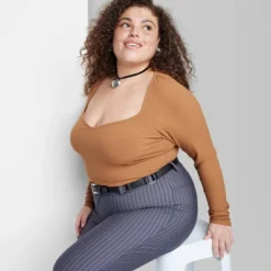 Women's Long Sleeve Sweetheart Neck Seamless Shirt - Wild Fable™ -Wild Fable Elegant Shop GUEST d6393de2 9313 4ed9 83cf df8b0fec51e5