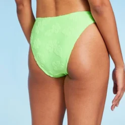 Women's Terry Textured High Leg Cheeky Bikini Bottom - Wild Fable™ Green -Wild Fable Elegant Shop GUEST d8612a8f b130 4745 935d 385f2a8b5254