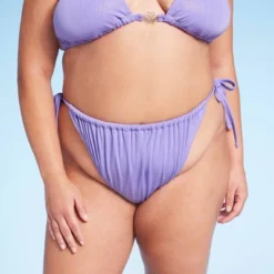 Women's Side-Tie Extra Cheeky High Leg Lurex Plisse Textured Bikini Bottom - Wild Fable™ Purple -Wild Fable Elegant Shop GUEST e2d3c877 652a 4d70 b2aa bc9b9795ed84