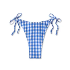 Women's Side-Tie Ultra High Leg Super Cheeky Bikini Bottom - Wild Fable™ Cobalt Blue Gingham Print -Wild Fable Elegant Shop GUEST e36e10f3 b0b0 426d b3a5 7d62e3ea5608