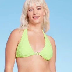 Women's Daisy Textured Ring Front Triangle Bikini Top - Wild Fable™ Green -Wild Fable Elegant Shop GUEST e68eeeee da45 4c0f 8e2b b3f93f70eb10
